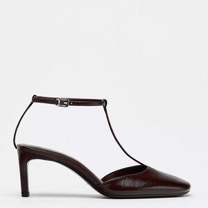 Zara chocolate brown heeled strappy pumps